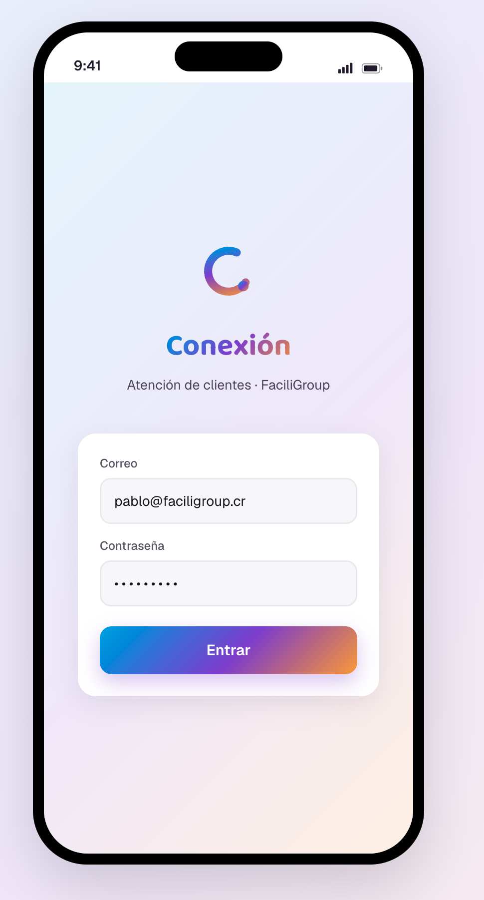 Conexión — inicio de sesión móvil